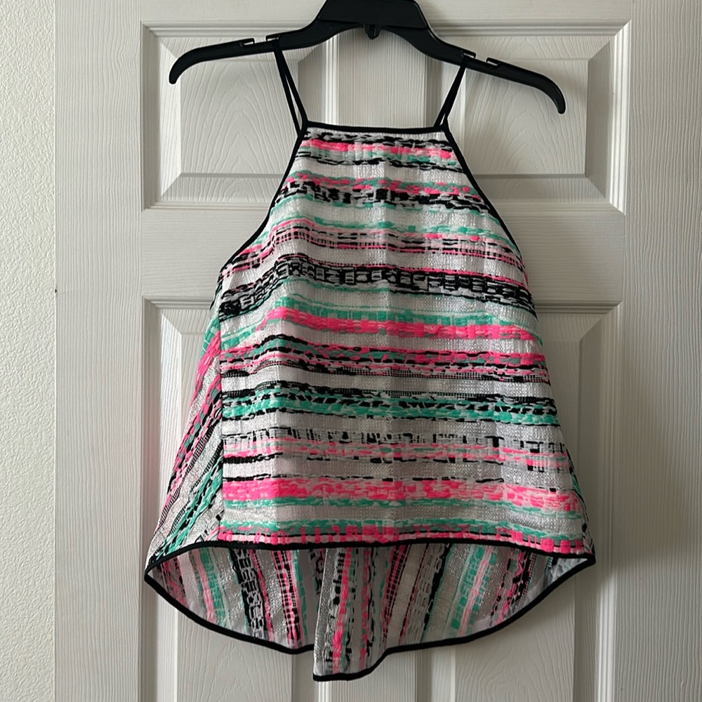 Milly High Low Striped Tank Top Size Small